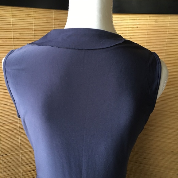 Tahari Navy Ruffle Midi Dress - Picture 3 of 6